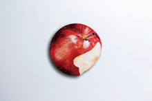 Load image into Gallery viewer, Bited apple front view recycled metal sculpture sustainable art Scoobafish fruit only