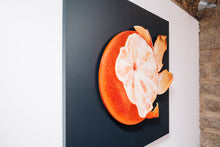 Load image into Gallery viewer, Orange Striptease peeled orange side detail environmental sculpture recycled road signs