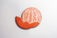 Load image into Gallery viewer, Peeled mandarin front view recycled metal sculpture sustainable art TuttiFrutti fruit only