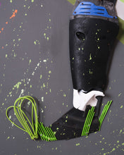 Load image into Gallery viewer, Maradona football boots and legs - green and black recycled plastic materials color-matched