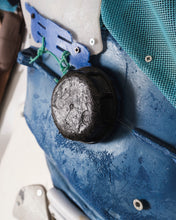 Load image into Gallery viewer, Work in progress detail showing plastic color selection process for El Pibe de Oro sculpture