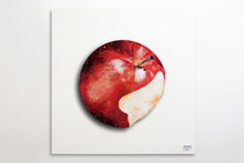 Load image into Gallery viewer, Bited apple front view recycled metal sculpture sustainable art Scoobafish on white background
