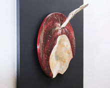 Load image into Gallery viewer, Bited Apple II side detail environmental sculpture recycled road signs
