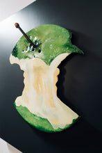 Load image into Gallery viewer, Green Keen bitten apple side detail environmental sculpture recycled road signs
