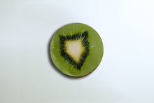 Load image into Gallery viewer, Kiwi slice front view recycled metal sculpture sustainable art fruit only

