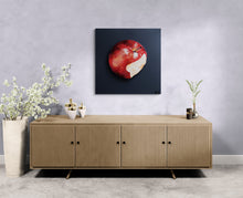 Load image into Gallery viewer, Bited apple sculpture office wall art sustainable interior design decor fruit with background
