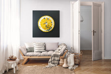 Load image into Gallery viewer, Moldy Lemon sculpture installed modern living room wall contemporary fruit art ScoobaFish
