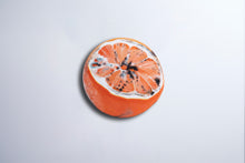 Carica l&#39;immagine nel visualizzatore di Gallery, Yummy orange slice front view recycled metal sculpture sustainable art fruit only
