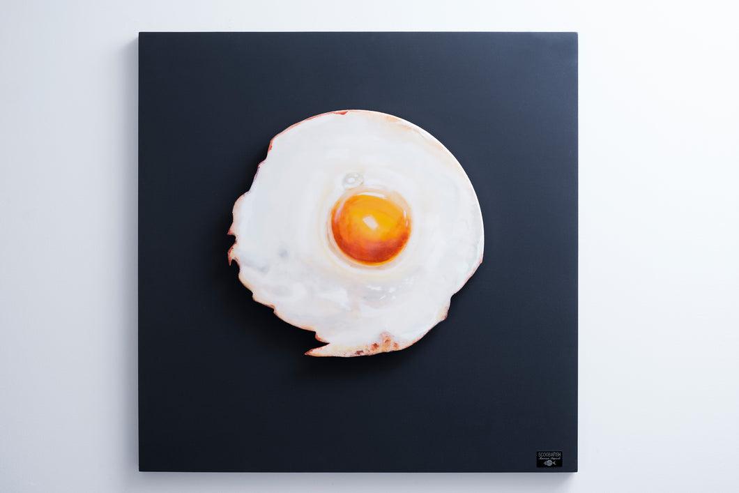 Angry Bird fried egg wall sculpture contemporary food art Maurizio Sergiusti ScoobaFish sustainable art