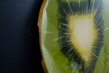 Load image into Gallery viewer, Kiwi slice angle view sustainable sculpture exotic fruit art
