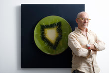 Load image into Gallery viewer, Maurizio Sergiusti Scoobafish artist with Kiwi slice sustainable sculpture
