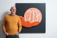 Load image into Gallery viewer, Maurizio Sergiusti Scoobafish artist with Peeled Mandarin sustainable sculpture

