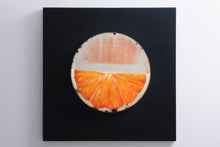 Carica l&#39;immagine nel visualizzatore di Gallery, Orange slice front view recycled metal sculpture sustainable art
