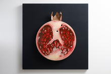 Carica l&#39;immagine nel visualizzatore di Gallery, Pomegranate slice front view recycled metal sculpture sustainable art

