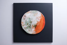 Load image into Gallery viewer, Rotten orange moldy front view recycled metal sculpture food waste art
